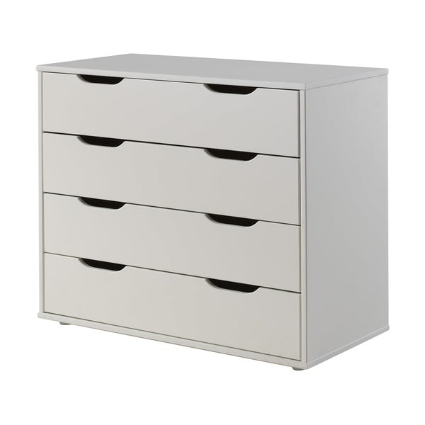 Letto da bambini rialzato bianco in pino massiccio con contenitore con rete inclusa 90x200 cm Scott – Vipack-image-3