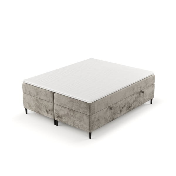 Letto boxspring marrone chiaro con contenitore 140x200 cm Araya - Maison de Rêve