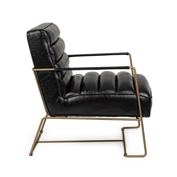 Poltrona nera con rivestimento in finta pelle Brianna – Bizzotto-image-3