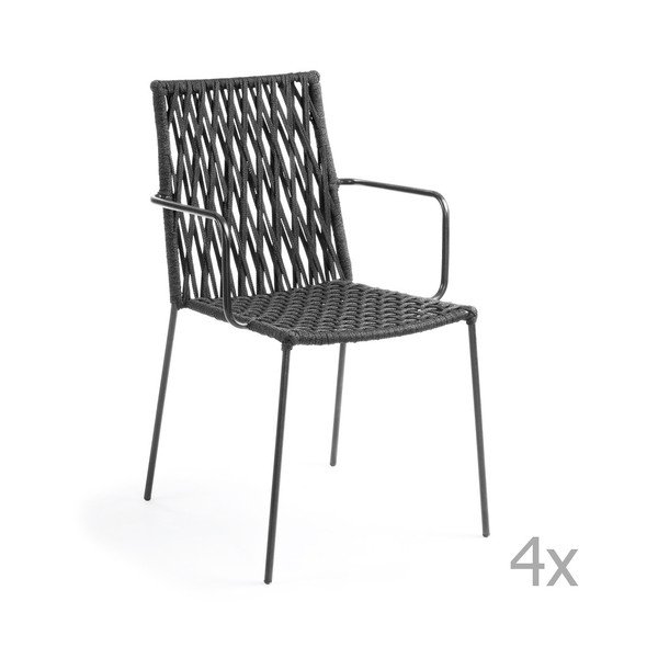 Sada 4 tmavě šedých židlí La Forma Bettie