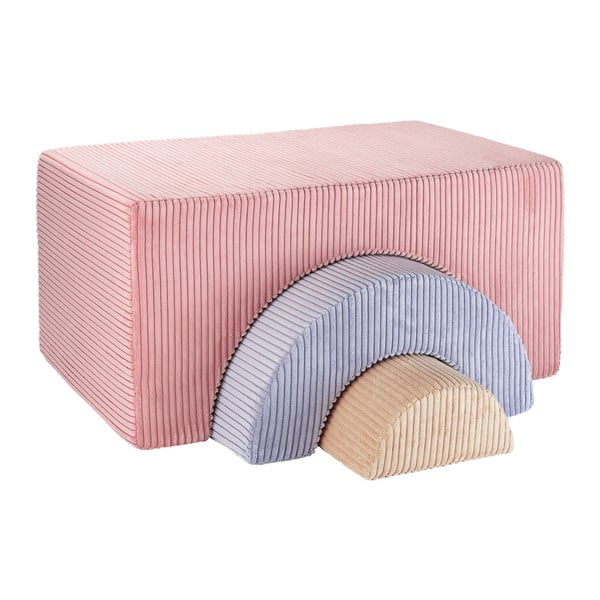 Gioco per psicomotricità rosa in velluto a coste 3 pz altezza totale 37 cm 75x49 cm Rainbow Montessori – Wigiwama