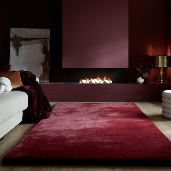 Tappeto in pelliccia sintetica bordeaux 160x230 cm Ivy Luxury Fur - Flair Rugs-image-1