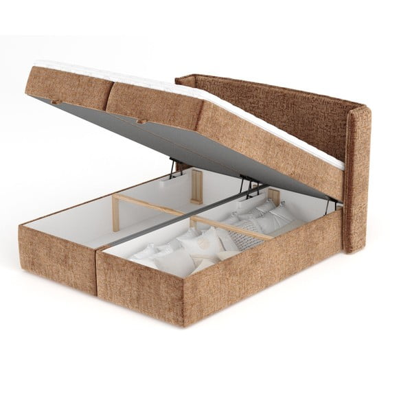 Letto boxspring arancione con spazio contenitivo 160x200 cm Passion - Maison de Rêve-image-3