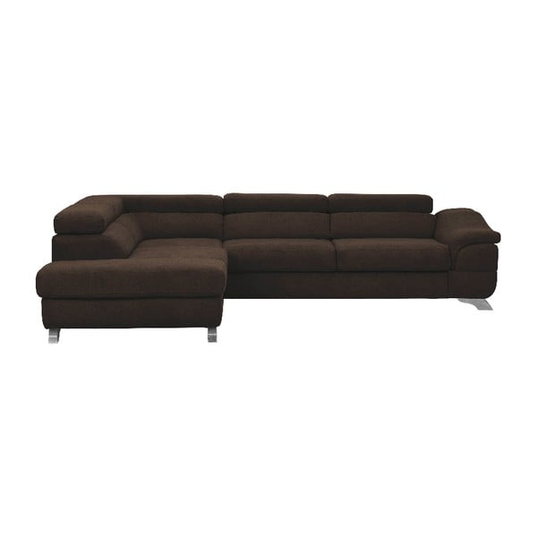 Divano letto angolare marrone con contenitore Gamma, angolo sinistro - Windsor & Co Sofas