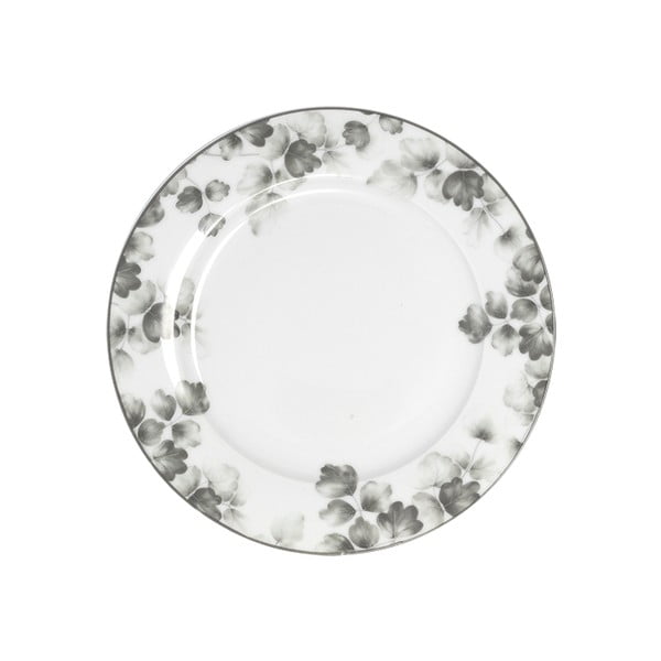 Set di 6 piattini da dessert in porcellana bianco e grigio chiaro ø 19 cm Foliage gray - Villa Altachiara