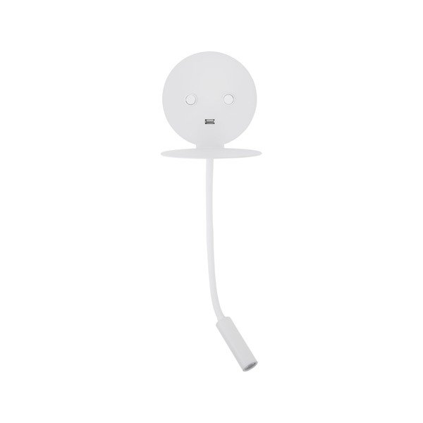 Lampada da parete LED bianca in alluminio con struttura flessibile/con porta USB Eclip – Nova Luce