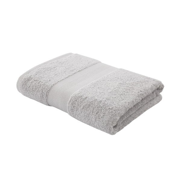 Asciugamano in cotone grigio chiaro con seta 70x127 cm - Bianca