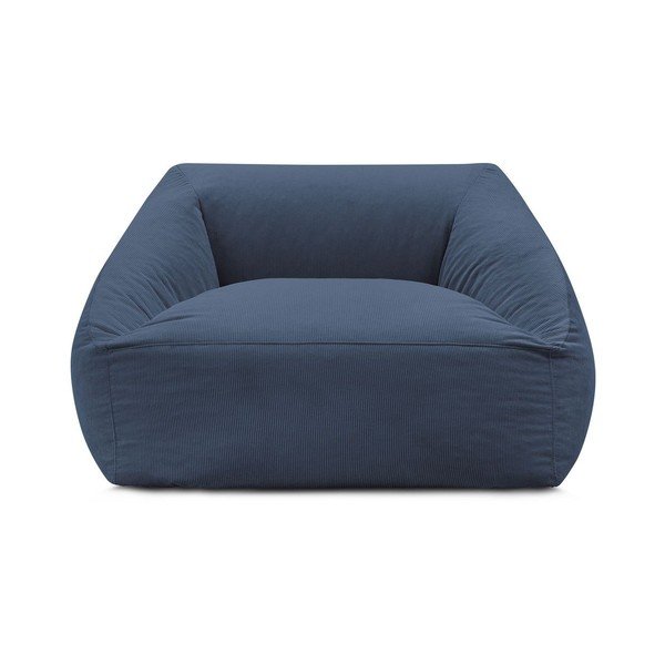 Puof a sacco blu scuro con rivestimento in velluto a coste Lilibet – Bobochic Paris-image-3