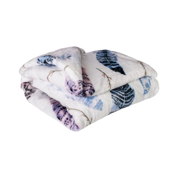 Coperta bianca in micropush 200x150 cm Feather - My House-image-1