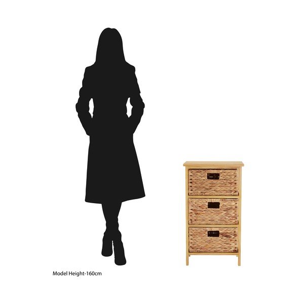 Cassettiera alta in legno massiccio di pavlovnia in colore naturale 41x70 cm - Premier Housewares-image-3