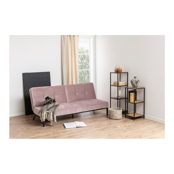 Libreria nera-color legno naturale effetto rovere 37x120 cm Seaford - Actona-image-3