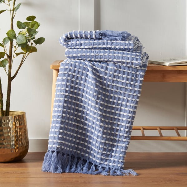 Coperta blu 125x150 cm Stab Stitch – Catherine Lansfield-image-1