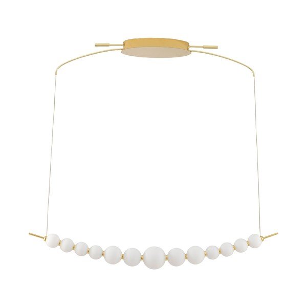 Lampadario LED bianco/dorato in metallo con paralume in vetro con intensità regolabile Perla – Nova Luce