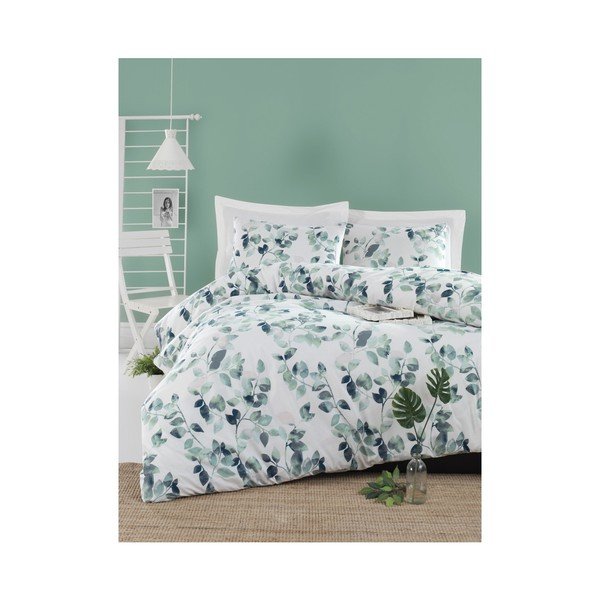 Lenzuolo matrimoniale con biancheria da letto in cotone ranforce Verde, 200 x 220 cm Sabine - Mijolnir