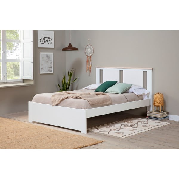 Letto matrimoniale bianco con griglia 140x190 cm Enara - Marckeric-image-1