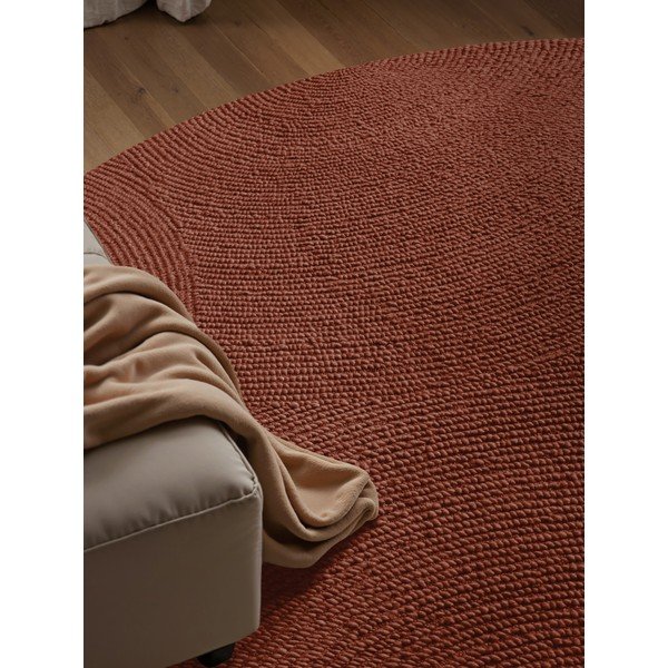 Tappeto rotondo color mattone in lana tessuto a mano ø 150 cm Calmio – Hanse Home-image-1