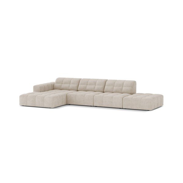 Divano angolare color crema (con penisola a sinistra/con chaise lounge) con rivestimento in ciniglia Chicago – Cosmopolitan Design-image-1