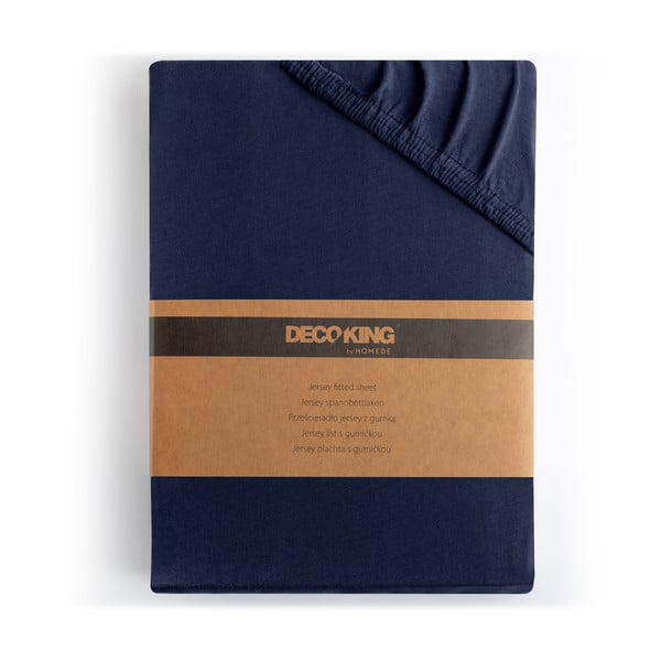 Lenzuolo con angoli blu scuro in jersey 140x200 cm Amber – Restilo-image-4