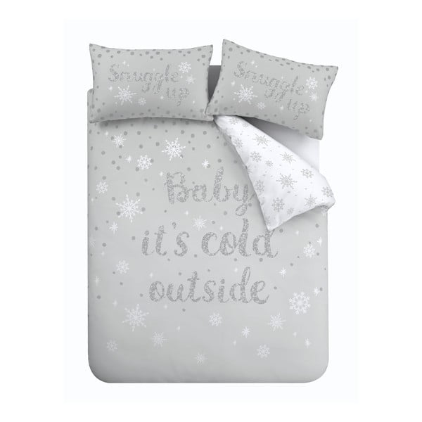 Biancheria da letto singola bianca e grigio chiaro 135x200 cm Baby It's Cold Outside - Catherine Lansfield