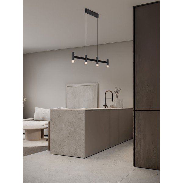 Lampadario LED nero opaco in alluminio con paralume in vetro acrilico con intensità regolabile Poetic – Nova Luce-image-1