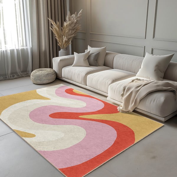 Tappeto giallo e rosa lavabile 120x180 cm Raspberry Creamsicle – Mila Home-image-1