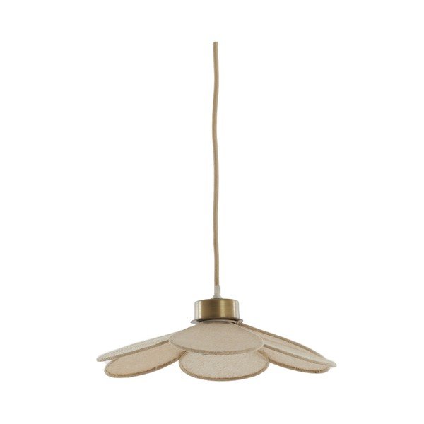 Lampadario color crema con paralume in tessuto Fyano – Light & Living