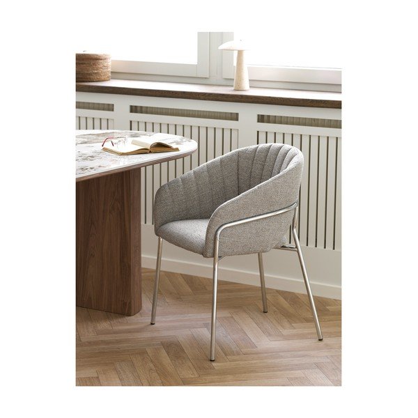 Sedia da pranzo grigio chiaro in acciaio con braccioli Costa – House Nordic-image-1