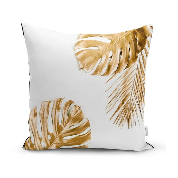 Povlak na polštář Minimalist Cushion Covers Gold Gray Leaves, 45 x 45 cm