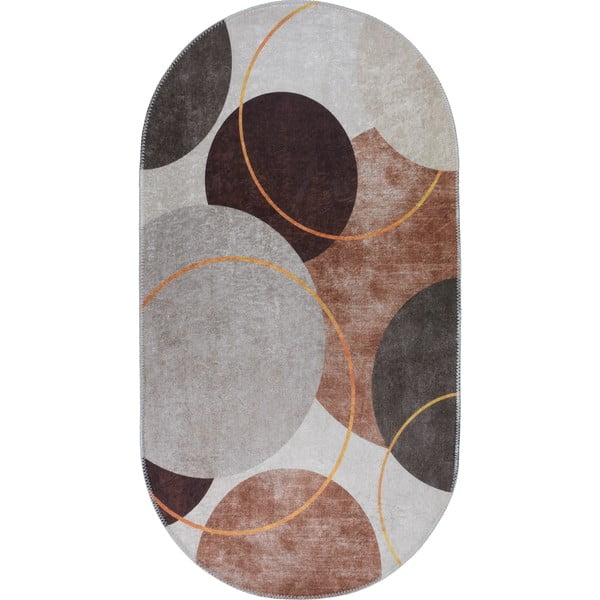 Tappeto lavabile marrone e crema 80x120 cm Oval - Vitaus