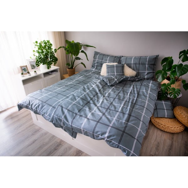 Biancheria da letto singola in cotone grigio Dita, 140 x 200 cm Karo - Cotton House