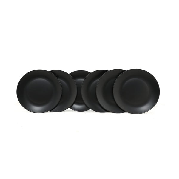 Piatti in ceramica nera opaca in set da 6 pezzi ø 25 cm - Hermia