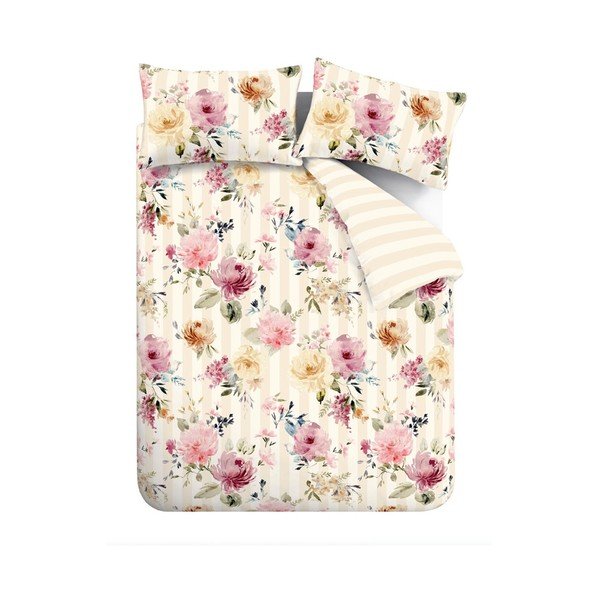 Set copripiumino e federa color crema per letto singolo 135x200 cm Floral Stripe – Catherine Lansfield
