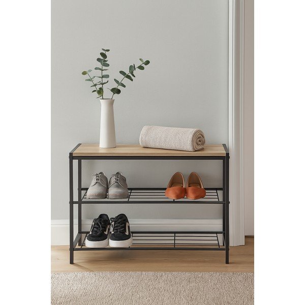 Scarpiera nera in acciaio 63x44x30 cm Asten – Bonami Essentials-image-1