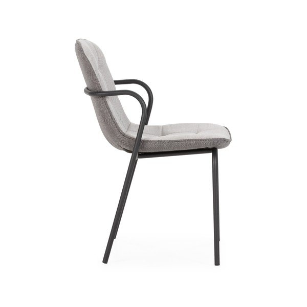 Sedia da pranzo grigio chiaro imbottito con braccioli Angie – Marckeric-image-3