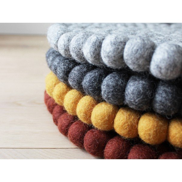 Cuscino per sedia per bambini in lana ciliegio scuro, ⌀ 30 cm - Wooldot-image-3