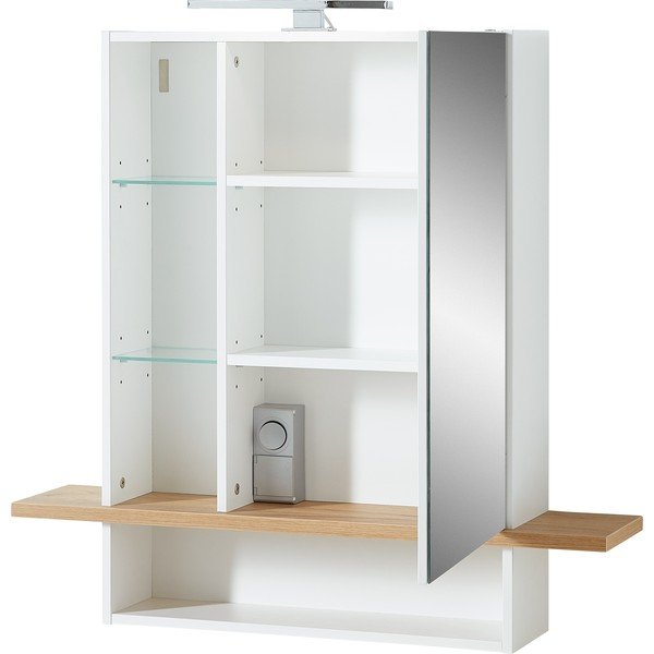 Mobile bagno sospeso bianco con specchio in rovere 90x91 cm Novolino - Germania-image-3