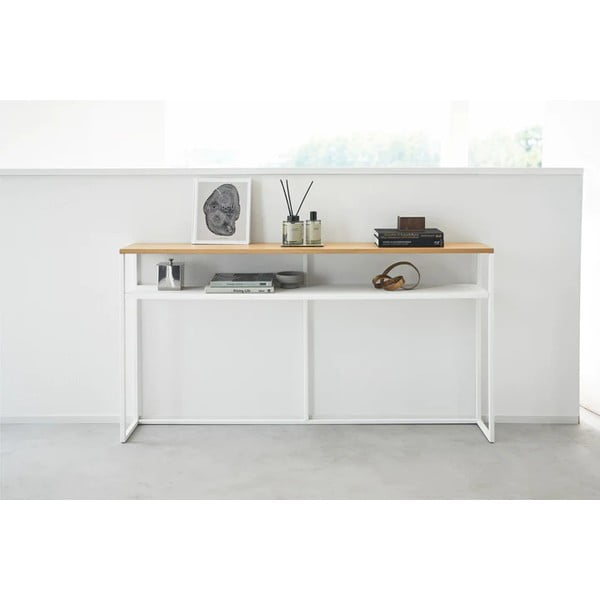 Tavolo consolle bianco/in marrone chiaro con effetto frassino 20,5x126 cm Tower - YAMAZAKI-image-2
