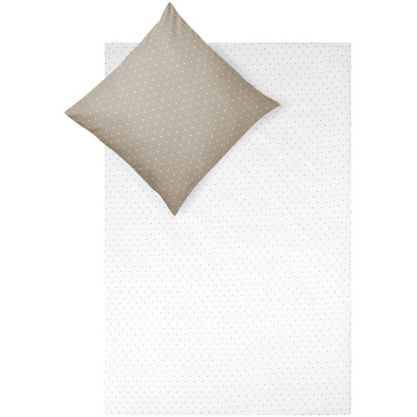 Biancheria da letto singola in flanella bianca e marrone Fovere , 155 x 220 cm Betty - Westwing Collection-image-2