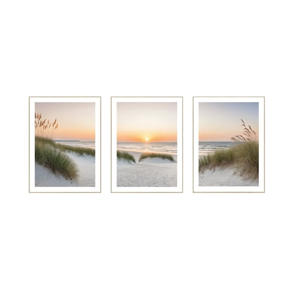 Quadri in set di 3   30x40 cm Sunrise on the Beach  