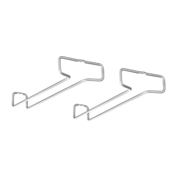 Set di portabicchieri da vino da parete argentati in acciaio 2 pz Rail – Metaltex-image-1