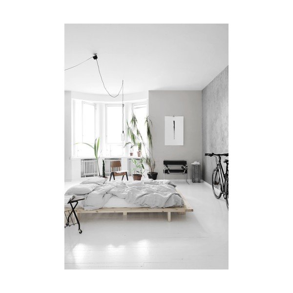 Letto matrimoniale in legno di pino con materasso Double Latex Nero/Nero, 160 x 200 cm Japan - Karup Design-image-4