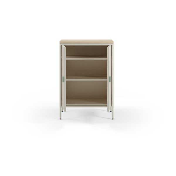 Armadietto color crema/di colore naturale in metallo 70x100x40 cm Sayla – Marckeric-image-2