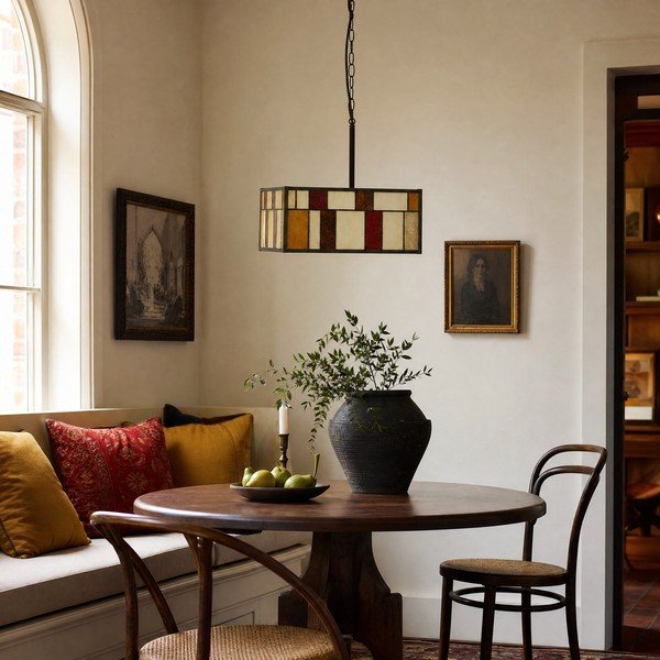 Lampadario in metallo con paralume in vetro Waldorf – Premier Housewares-image-2