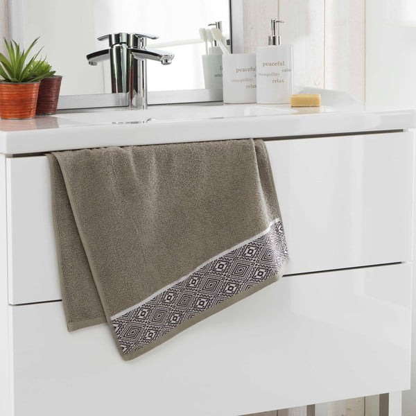 Asciugamano in spugna di cotone kaki 50x90 cm Esteban - douceur d'intérieur-image-1