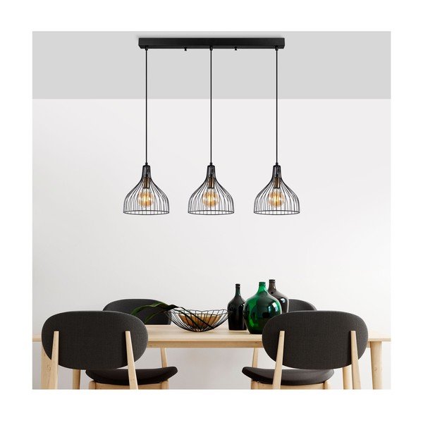 Lampadario nero con paralume in metallo Cafu – Opviq lights-image-1