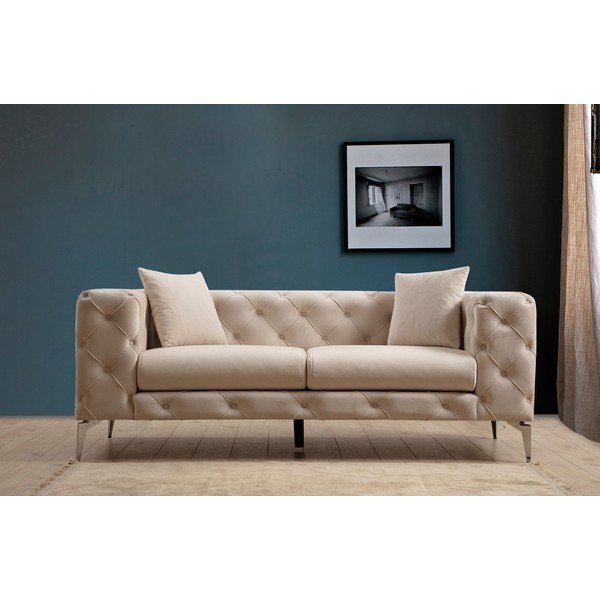 Divano in velluto beige 197 cm Como - Balcab Home
