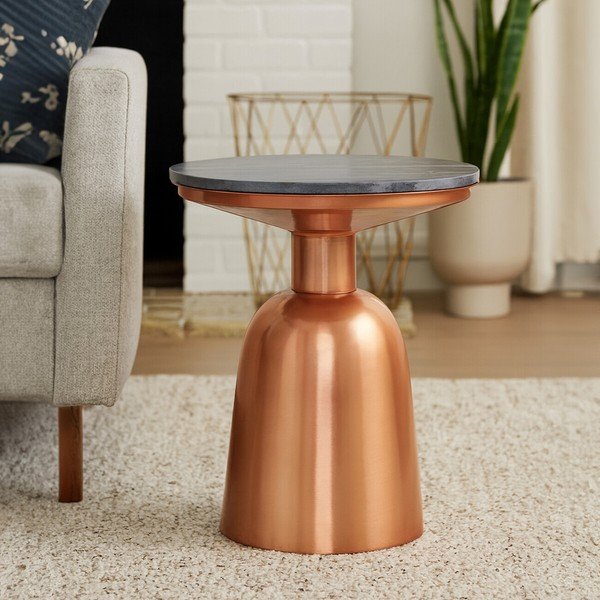 Tavolino rotondo con piano in marmo ø 48 cm Amira – Premier Housewares-image-2