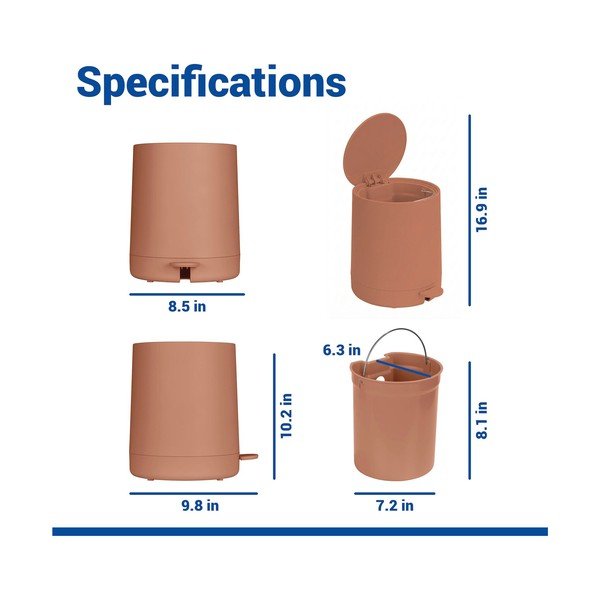 Cestino per la spazzatura marrone in plastica con pedale 5 l Fablo – Wenko-image-4