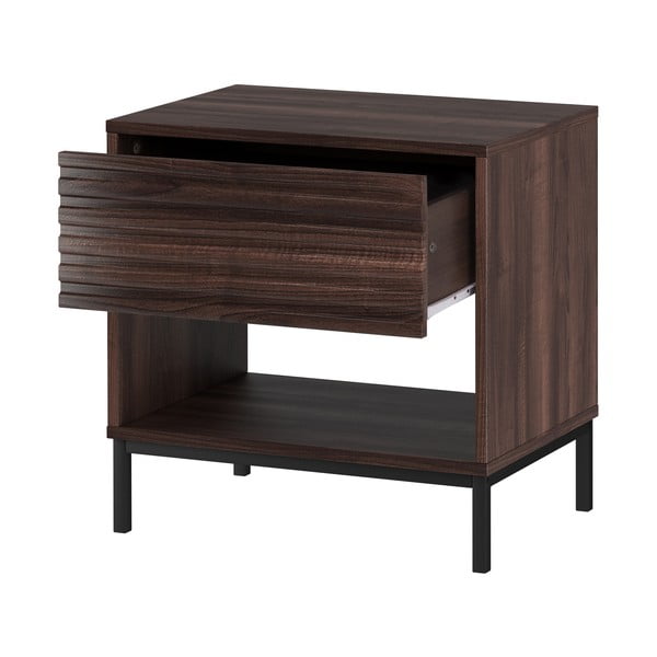 Comodino marrone scuro con piano effetto noce Celine - Støraa-image-3