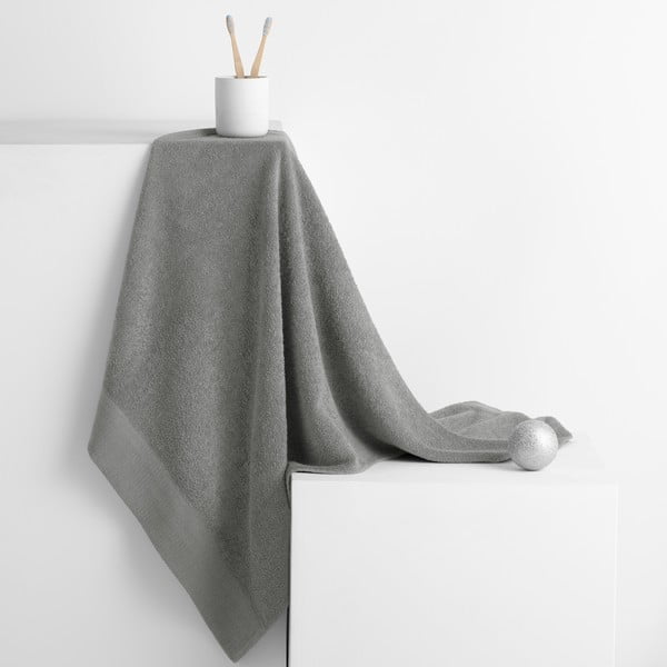 Asciugamano tipo terry grigio in cotone 70x140 cm Amari – Restilo-image-1